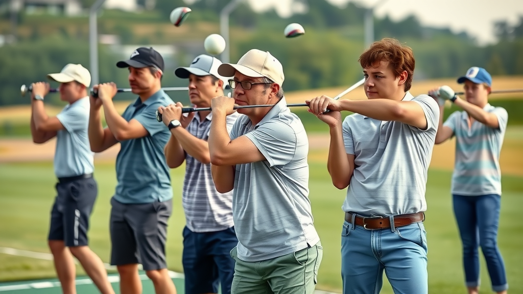 Apple Valley Golf Evolution - beginner golfers practicing at the driving range