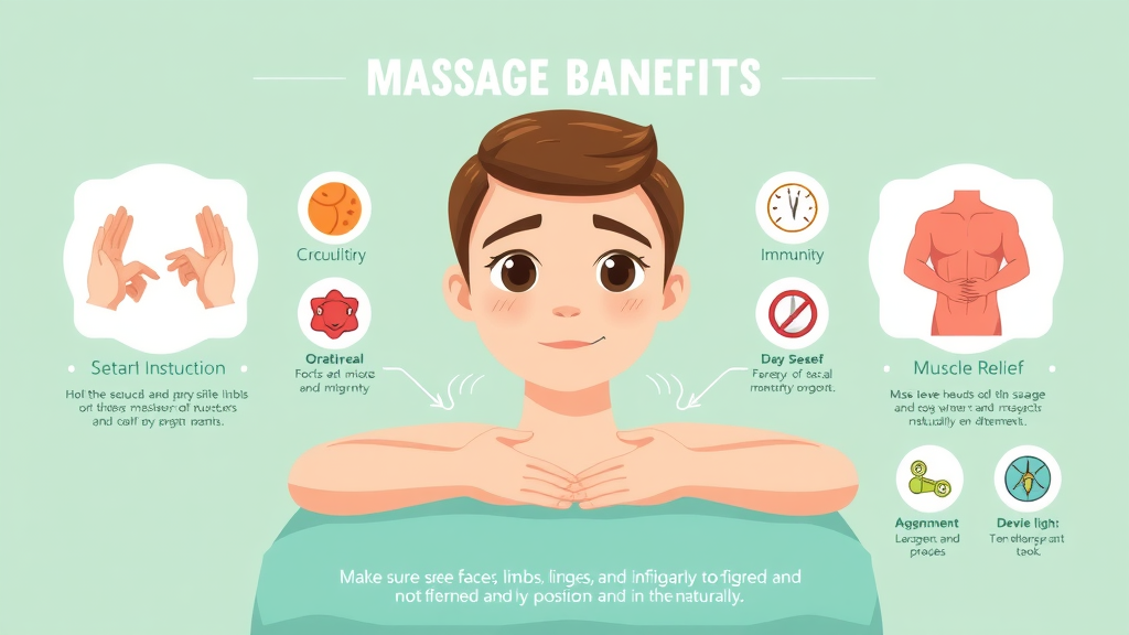 Infographic illustrating therapeutic massage benefits on circulation and immunity