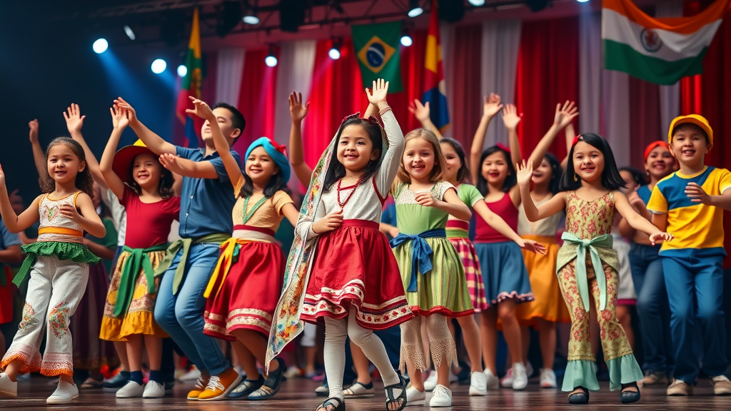Multicultural dance performance showcasing inclusive dance programs at MCDC with vibrant costumes and diverse participants