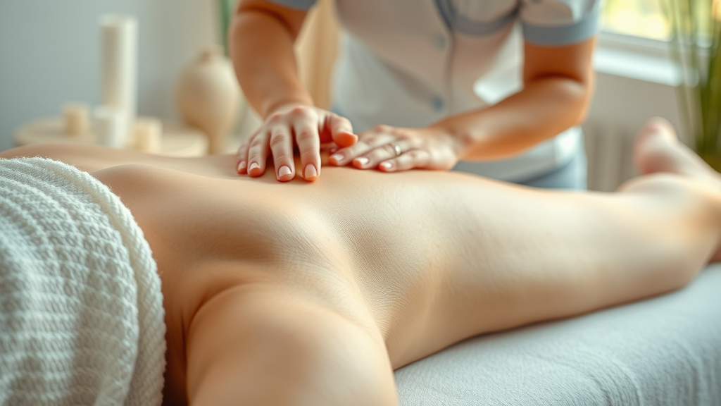 Therapist performing gentle lymphatic drainage massage supporting massage lymphatic system