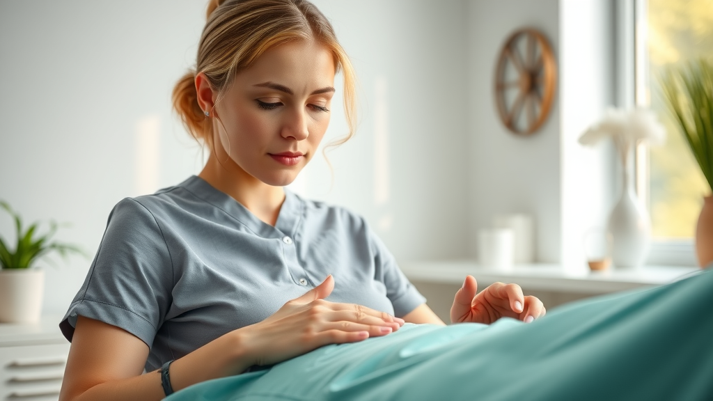 Therapist performing colon hydrotherapy in wellness clinic