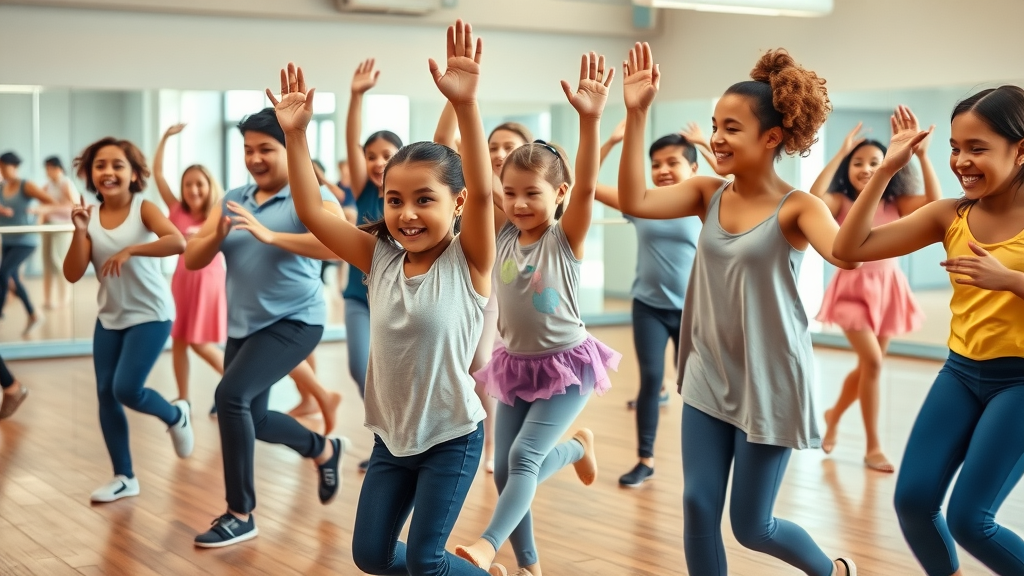 Inclusive dance programs at MCDC, children and adults joyfully dancing together