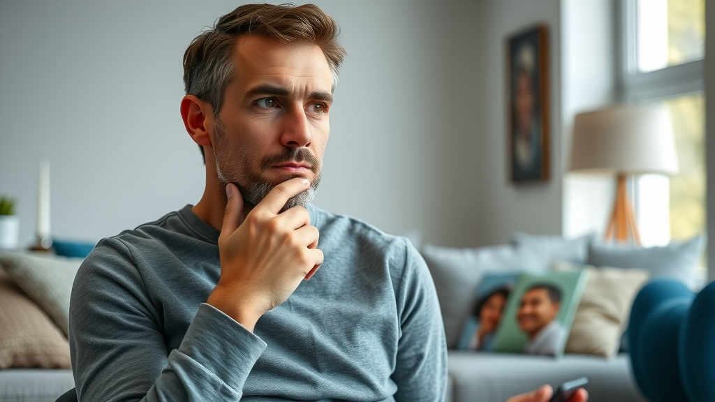 Thoughtful individual contemplating massage options facing commitment challenges of massage modalities