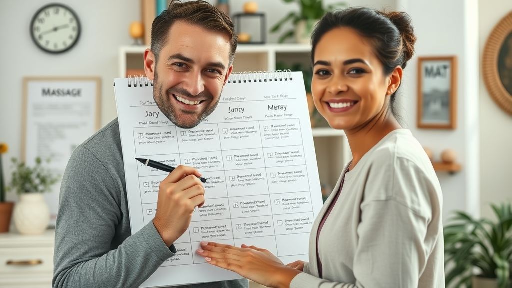 Organized calendar marking regular therapeutic massage appointments for consistent benefits