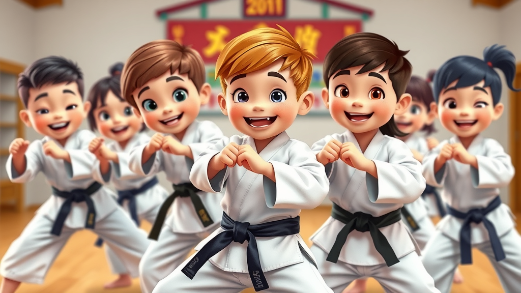 Martial arts mental benefits in diverse group practicing advanced techniques synchronously