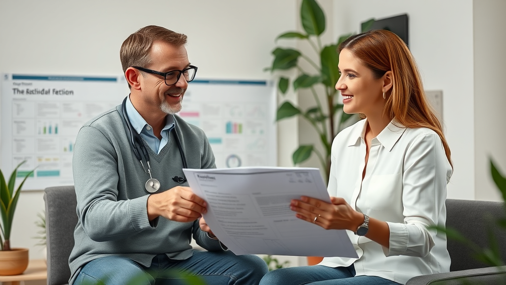 Practitioner and client planning personalized integrative detoxification regimen