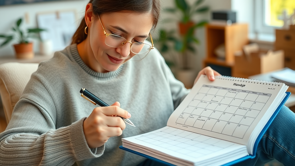 Organized calendar schedule for massage appointments promoting consistent massage lymphatic system care