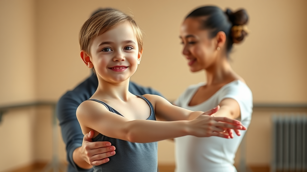 Young confident ballet dancer with supportive instructor in MCDC inclusive dance programs