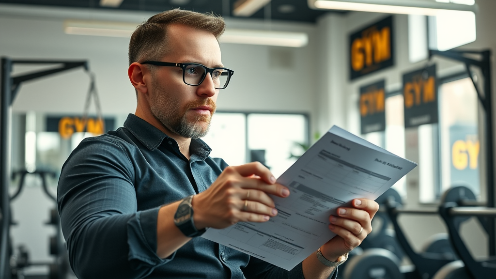 Gym owner planning strategy to improve gym customer service and business success