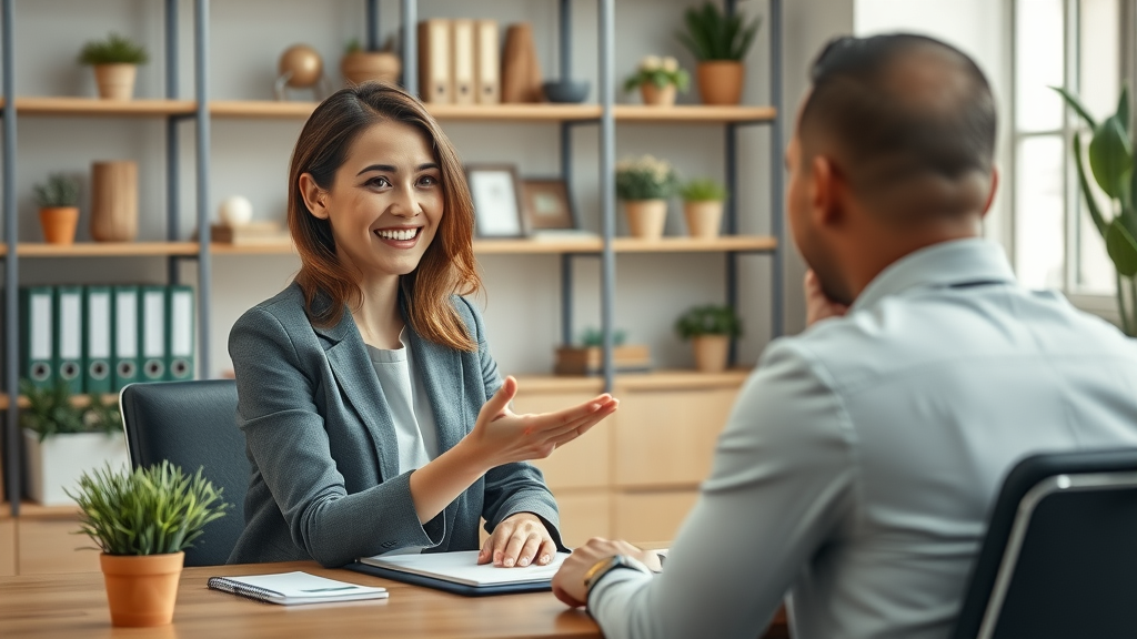 Supportive legal expert guiding client on new beginnings legal processes