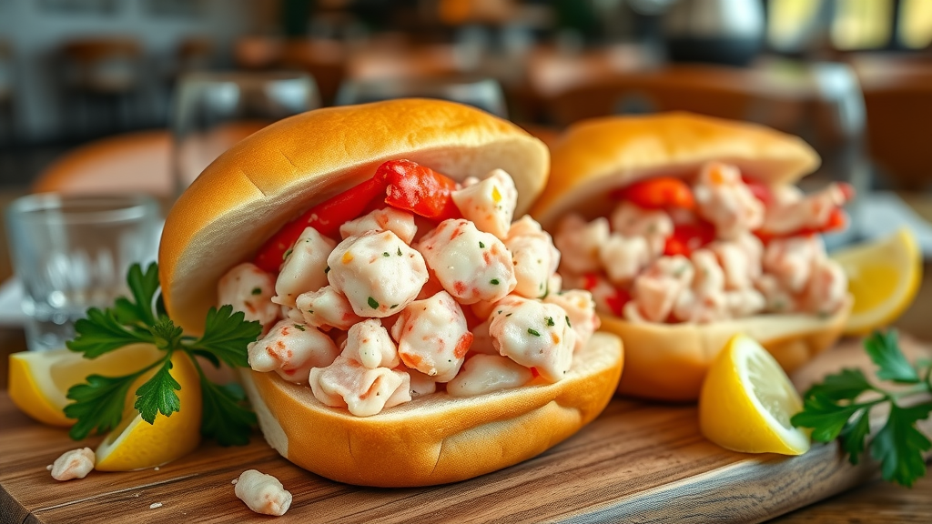 Decadent king &amp; queen lobster rolls with fresh lobster and golden buns