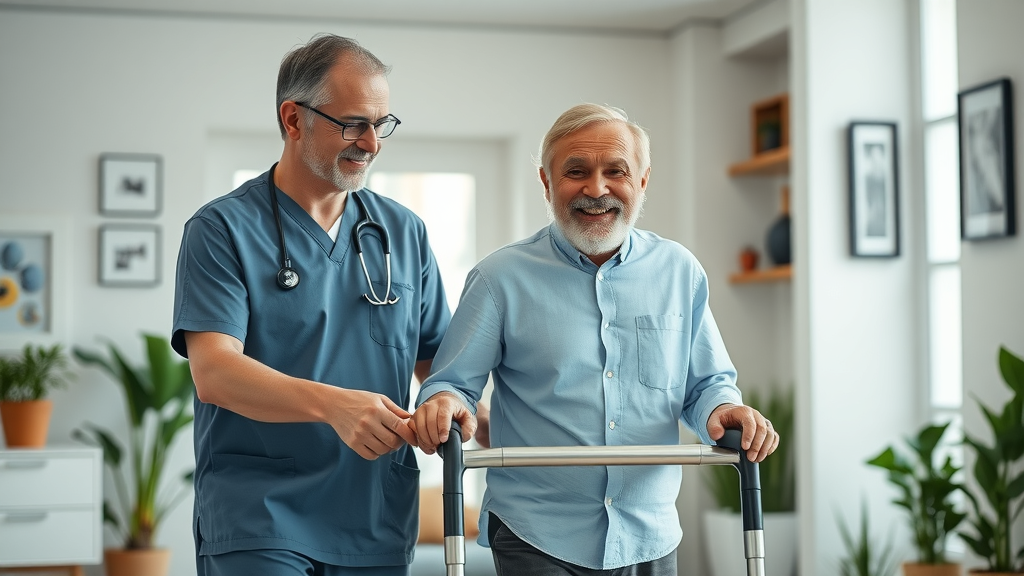 valde home health nurse assisting senior man