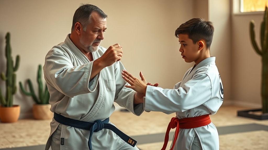 Instructor teaching self-defense at a high desert fight club session