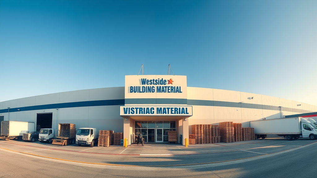 Westside Building Material Hesperia storefront with busy delivery service.